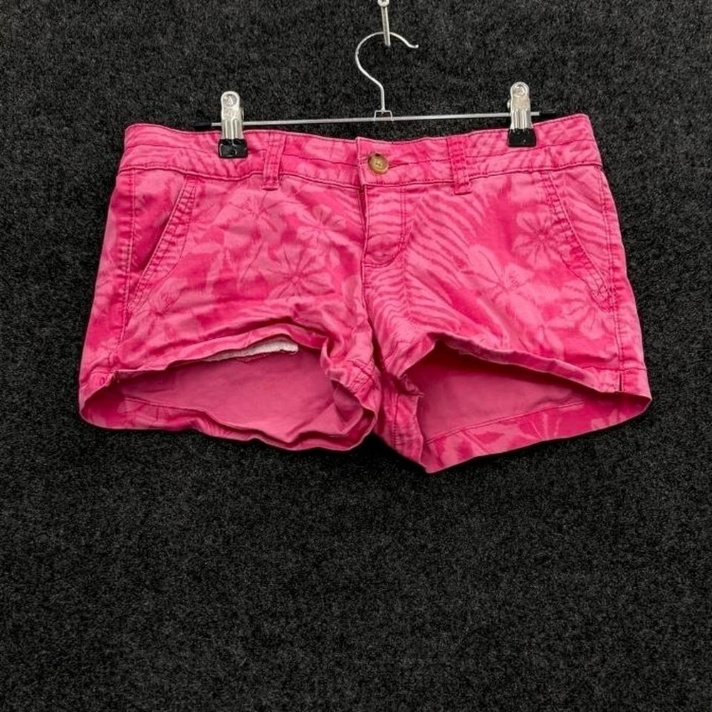 SO Pink Tropical Print Low Rise Women's Shorts Size 7 Y2K Beachy Summer